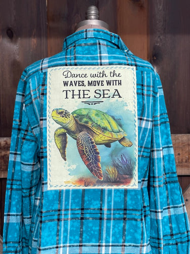 Turtle Cove Art Flannel- LIMITED EDITION Island Blue